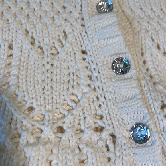 CATHERINE MALANDRINO Girl’s Crochet Cardigan with Jeweled Buttons-ONE OF A KIND! - Picture 2 of 7
